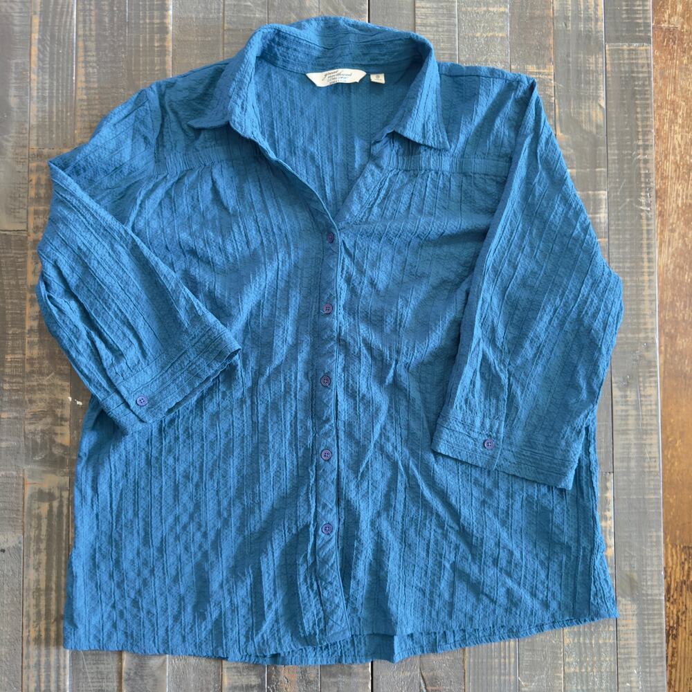 Great Northwest Blue Button Down Women's Blouse 2X‎